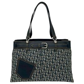 Dior Blue Diorissimo Trotter Canvas Jeans Pocket Tote Blau Marineblau
