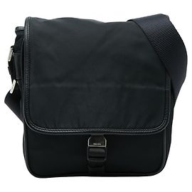 Bolso cruzado Prada con placa de logo triangular Negro