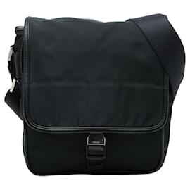 Bolsa transversal Prada com placa de logotipo triangular Preto