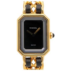 Relógio CHANEL Première S - Banho de ouro com pulseira de couro Outro