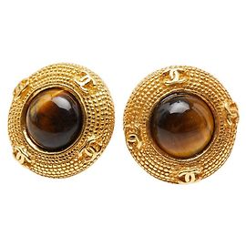 Boucles d'oreilles clips en plaqué or Chanel Coco Mark Doré