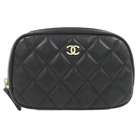 Chanel Timeless Classic Line 80909 Handbag Pouch Black