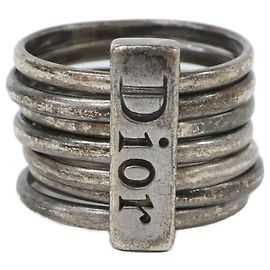 Christian Dior 7-Ring-Set mit 925 Logo-Platte Dior Homme Silber
