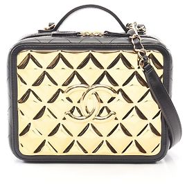 Borsa Vanity Matelassé Chanel Nero D'oro
