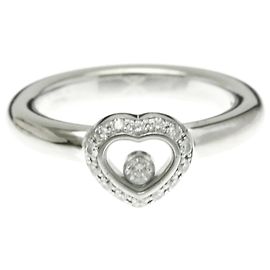 Chopard Happy Diamonds Heart Ring 18K White Gold with 1 Floating Diamond Silvery