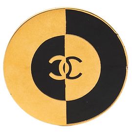 Chanel Coco Mark Brosche Schwarz Golden