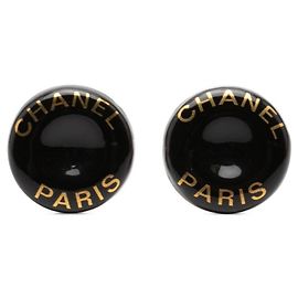 Orecchini a clip in metallo smaltato nero e oro Chanel Nero D'oro
