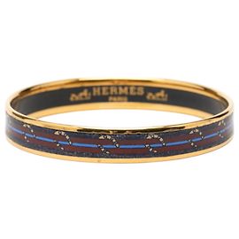 Bracelet Cloisonné Email PM Hermès Doré Bleu Marine