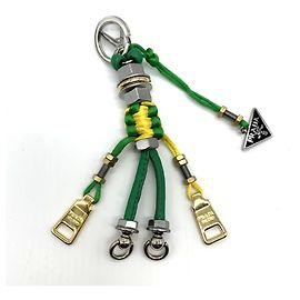 Porte-clés en cuir et métal Robot de Prada Vert