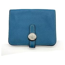 Porte-monnaie Dogon Hermès en cuir Togo bleu jean Autre