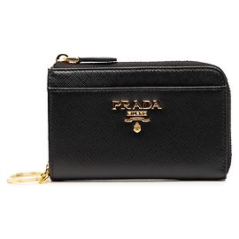 Prada Black Saffiano Leather Coin Purse Black