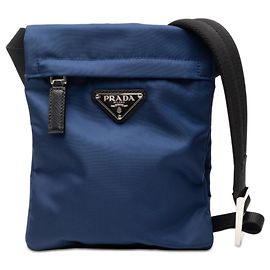 Bolso de hombro con placa de logo triangular Prada Negro