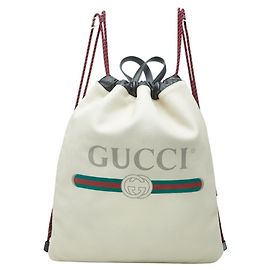 Gucci Sherry Line Drawstring Backpack Cream