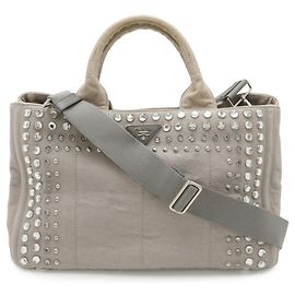 Bolsa Tote Canapa com Joias Prada Cinza