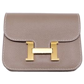 Hermès Constance Slim Geldbörse/Taschenpouch in Etoupe Grau Taupe