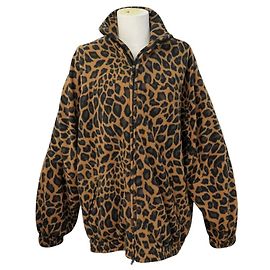 NEW BALENCIAGA JACKET 678409 OVERSIZED POLAR FLEECE LEOPARD PATTERN SIZE S 36 Brown