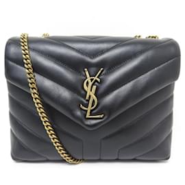 NEUE YVES SAINT LAURENT LOULOU SMALL 494699 SCHWARZE GEPOLSTERTE TASCHE Schwarz