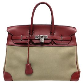 Hermès BOLSA HERMES BIRKIN 35 CANVAS BEGE E COURO SWIFT VERMELHO 2007 Outro