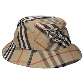 Burberry Check Cotton Blend Bucket Hat Brown