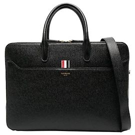 Thom Browne Pebble Grain Double Compartment Business Bag Black