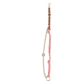 Miu Miu Leather Code Metal Keyring Brown