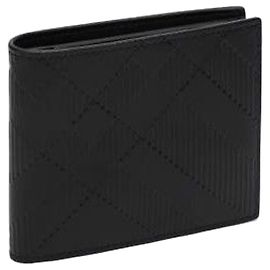 Burberry Embossed Check Bi-fold Wallet Black