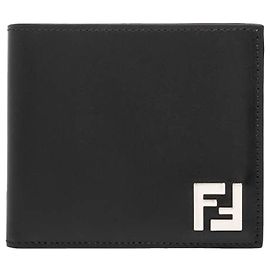 Fendi Leather Bi-fold Wallet Square Coin Wallet Black