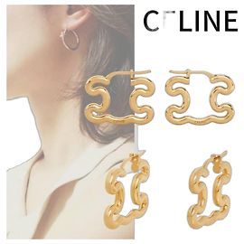 Céline Large Frame Earrings In Brass With Gold Finish Golden Metallic