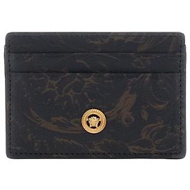 Versace Lasered Card Holder With Leaf Design Black