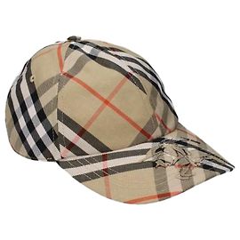 Burberry Check Cotton Blend Baseball Cap Brown