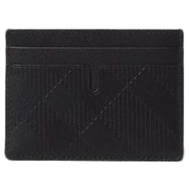 Burberry Check Leather Card Case Black