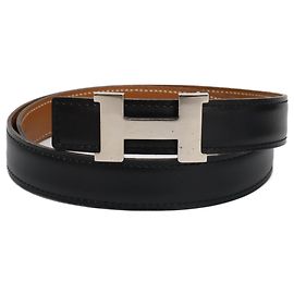 Ceinture en cuir réversible Constance d'Hermès Marron Noir
