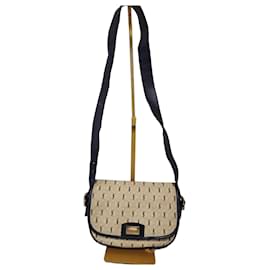 Sac à bandoulière en toile monogramme Yves Saint Laurent Noir Bleu Marine