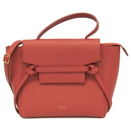 Céline Bolso Cinturón Celine de Cuero Texturizado Nano Roja