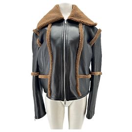 Autre Marque MESDYVEN Bomberjacke aus Leder Schwarz Schwarz