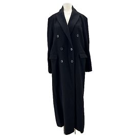 Autre Marque MEDEEA Langer schwarzer Mantel Schwarz