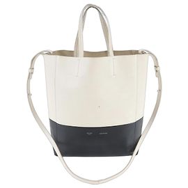 Céline Celine Vertical Small Cabas Bicolor Leather Bag Black White