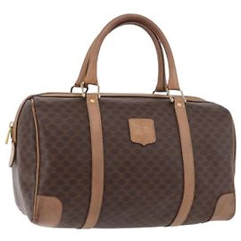 Céline Bolsa Boston Macadam Vintage Celine em lona e couro Marrom