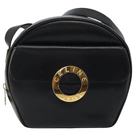 Céline Celine Circle Logo Leather Noir