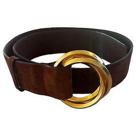 Salvatore Ferragamo Cinto de couro marrom com fivela dourada Marrom Dourado