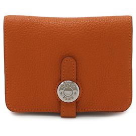 Hermès Billetera compacta Dogon HERMES / Monedero Naranja