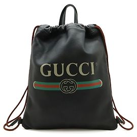 GUCCI Print Drawstring Backpack Black Red Green