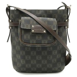 Borsa a Spalla Anagram Loewe Nero Marrone scuro