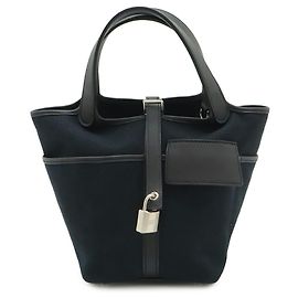 Bolsa Hermès Picotin Lock PM em couro Swift preto Preto