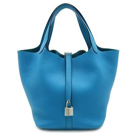 Bolsa Tote Picotin Lock MM da Hermès Azul