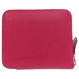 Monedero compacto Azap de seda Hermès Rosa