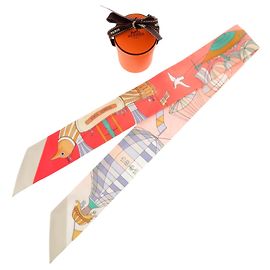 Autre Marque Bufanda de seda Hermès Twilly Les Folies Du Ciel Rosa Blanco Roja