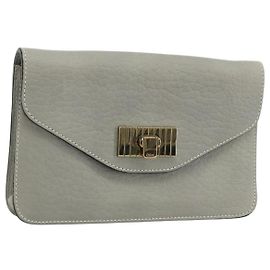 Chloé Sac à main Chloe Sally en cuir gris doré Auth 175221A Marron Doré
