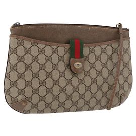 Bolsa Sherry Line GG Supreme Web da GUCCI em PVC Bege e Ouro 904 02 026 Auth ka4002 Bege Dourado