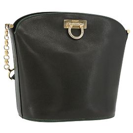 BALLY Sac à épaule en cuir vert doré Auth YKZ1255 Doré Vert